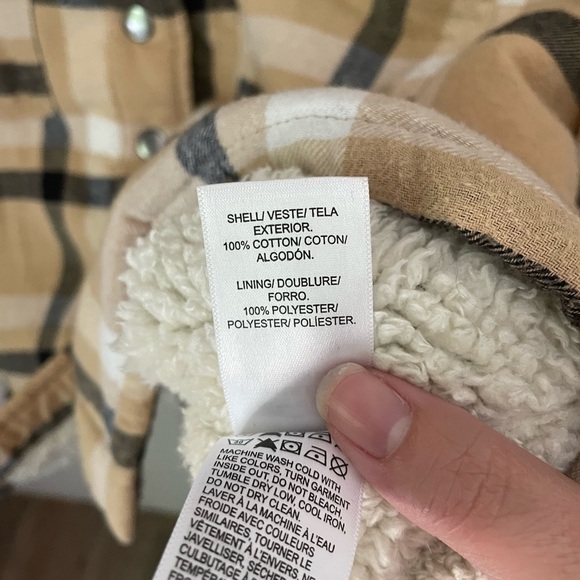Lucky Brand Beige Plaid Sherpa Shacket Size Large - Picture 7 of 9